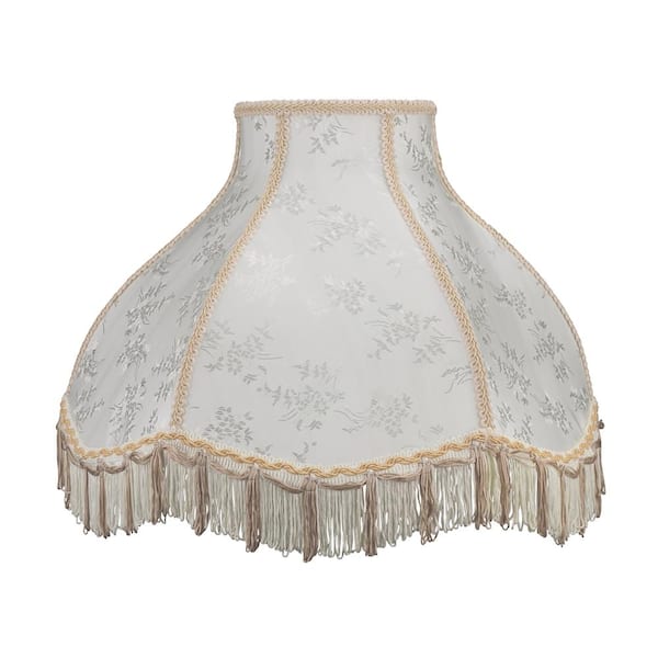 Aspen Creative Corporation 17 in. x 12 in. Beige and Fringe Scallop Bell Lamp Shade
