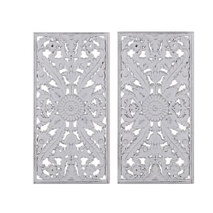 Wood Wall Art, Vintage Botanical Carved Panel Home Accent Bathroom Ready to Hang Frames for Bedroom