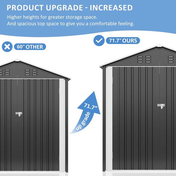 VIWAT 9 ft. W x 4 ft. D Metal Outdoor Storage Shed with Lockable