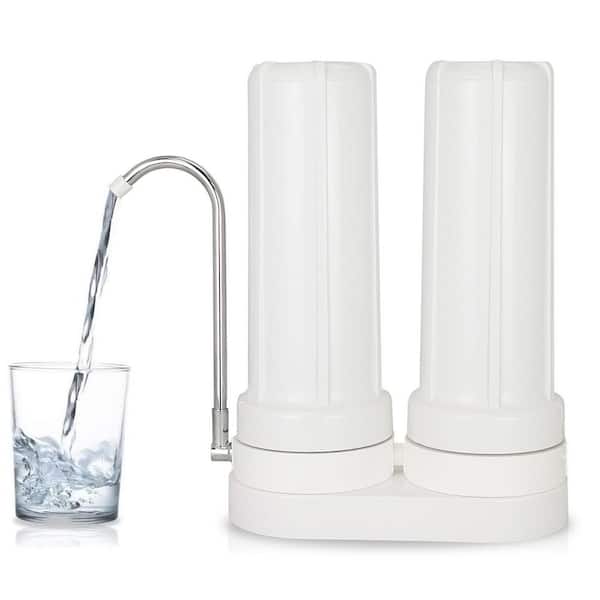 Matterhorn 10-Stage Dual Countertop Water Filter, Mineralized Ph in Alkaline, Reduces Chlorine, Chloramine, Heavy Metals in White