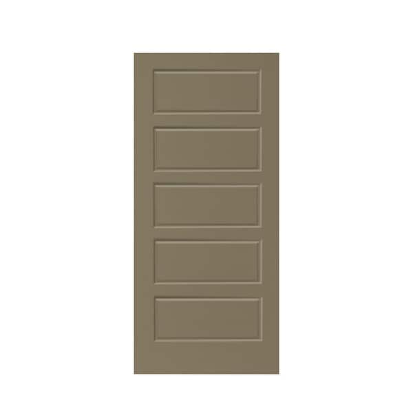 CALHOME 36 in. x 80 in. Olive Green Stained Composite MDF 5 Panel Interior Barn Door Slab