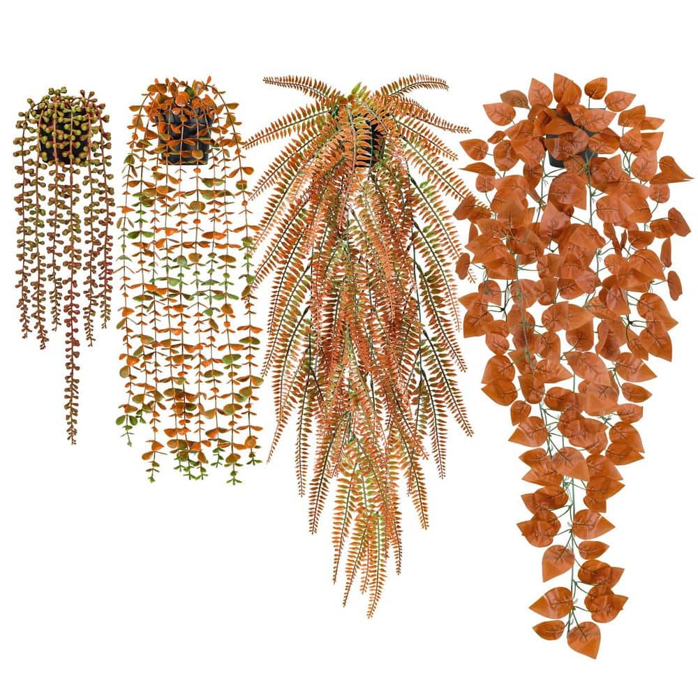 34 in. x 7.5 in. Orange Artificial Hanging Plants Wall Sign Set with Plastic Material for Indoor and Outdoor Decor price history on PriceWatchPro