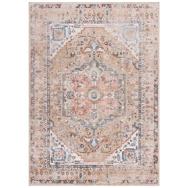 Cornelia 4 ft. x 6 ft. Gold Distressed Medallion Area Rug