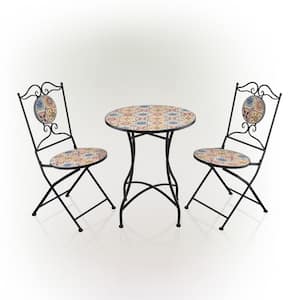 Indoor/Outdoor Mediterranean Tile Design Set Table and Chairs Patio Seating