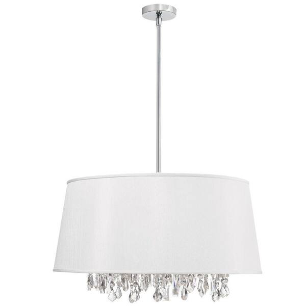 Filament Design Phylis 8-Light Polished Chrome Chandelier with White Fabric Shades