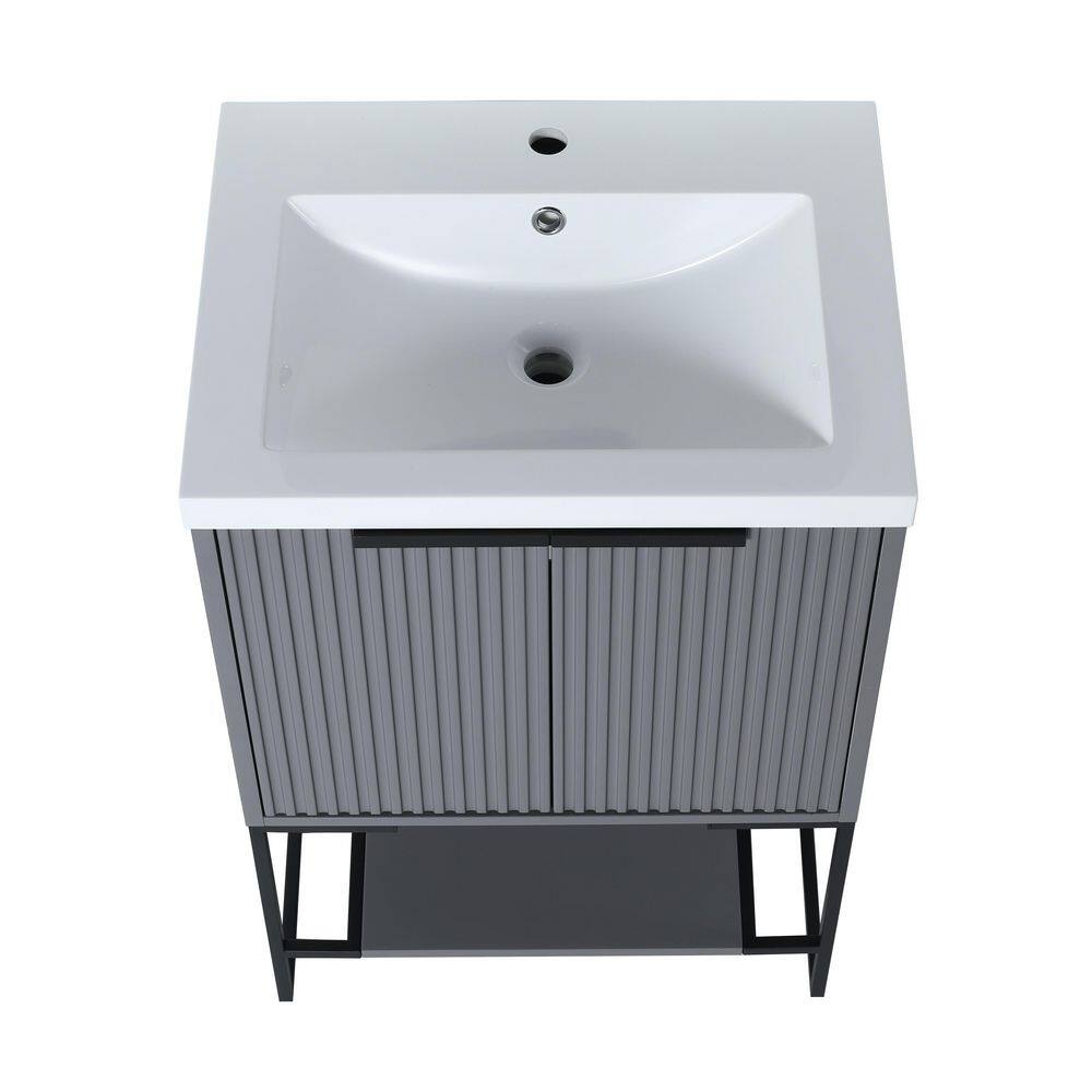 Beautifully Designed Gray Freestanding Design 24 in. W x 18.13 in. D Resin 