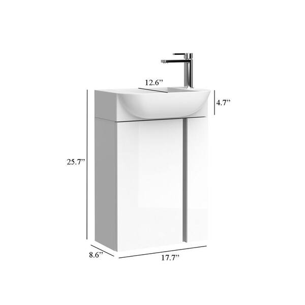 Eviva Haven 39 in. W. x 22 in. D x 17.7 in. H Oak Wall mount Bathroom Vanity with White Solid Surface Integrated Sink Top