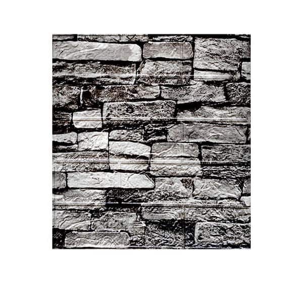 3D Foam Brick Wall Panels, Self-Adhesive, Waterproof, 40 Pack, Rock Black