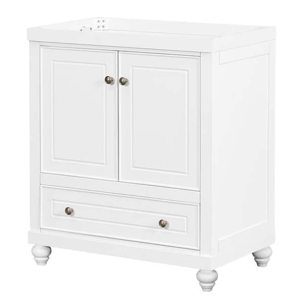 Dimakai 29.50 in. W x 17.70 in. D x 33.90 in. H Freestanding Bath Vanity Cabinet without Top in White Unassembled