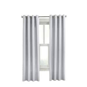 Margaret White Polyester Textured 52 in. W x 95 in. L Grommet Indoor Light Filtering Curtain (Single Panel)