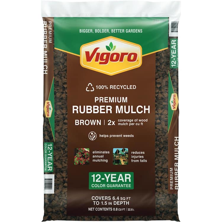 Vigoro 0.8 cu. ft. Brown Bagged Recycled Rubber Mulch Home Depot