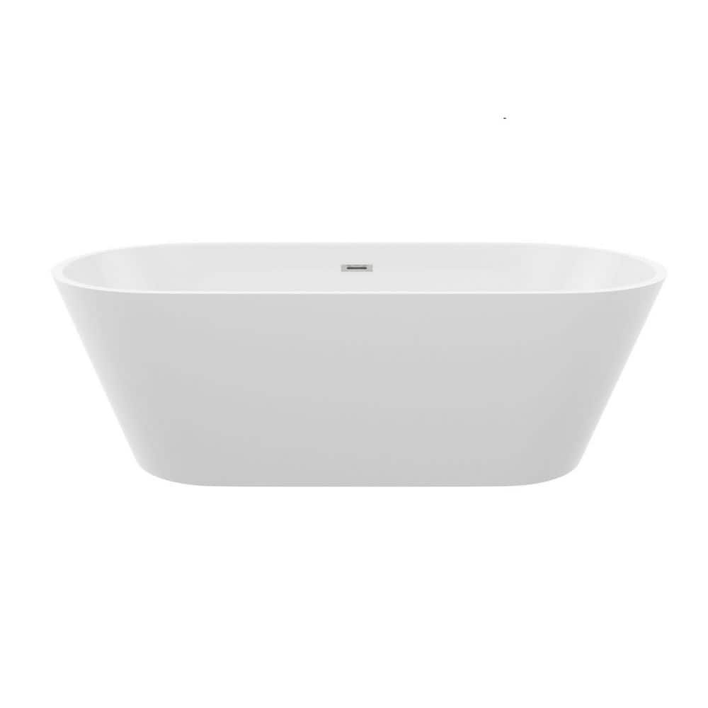67 in. Acrylic Freestanding Flatbottom Double Ended Rectangular Soaking Bathtub in Glossy White with Brass Drain price history on PriceWatchPro