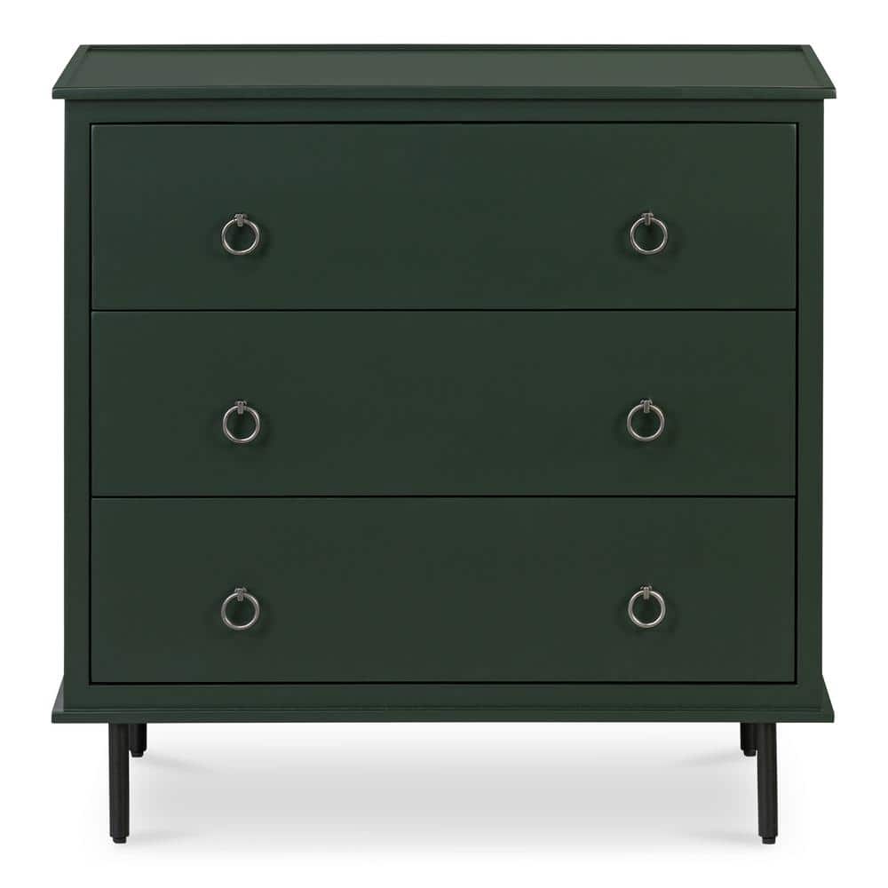 NADAAL STUDIOS Glenn Deep Green 3-Drawer 31 in. W Nightstand