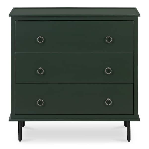 Glenn Deep Green 3-Drawer 31 in. W Nightstand