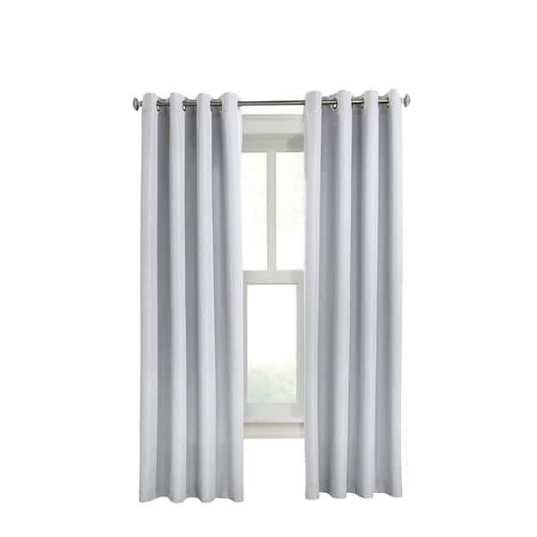 Habitat Margaret White Polyester Textured 52 in. W x 63 in. L Grommet Indoor Light Filtering Curtain (Single Panel)