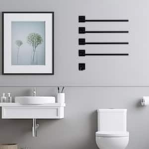 4-Bar Plug-In/Hardwired Swingable Wall Mounted Electric Towel Warmer Rack in Matte Black Waterproof