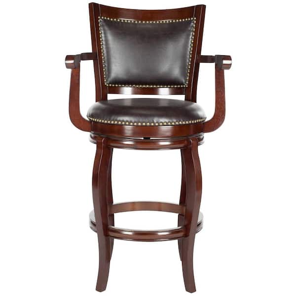 SAFAVIEH Gitano 29 in. Brown Swivel Cushioned Bar Stool