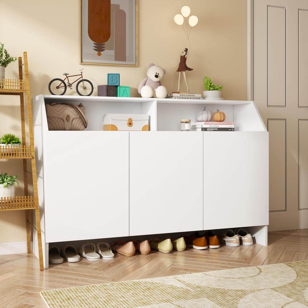 31.5 in. H x 47.2 in. W White Wood Shoe Storage Cabinet With Cabinet Fits up to 18 Shoes price history on PriceWatchPro