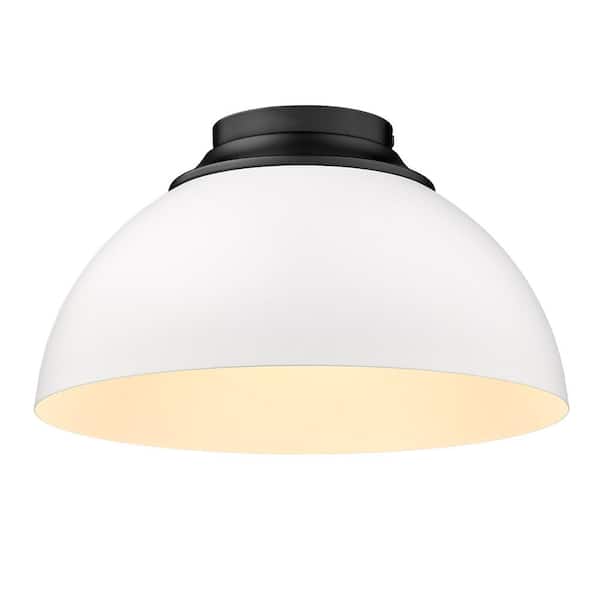 Golden Lighting Zoey 13.75 in. 3-Light Matte Black Flush Mount