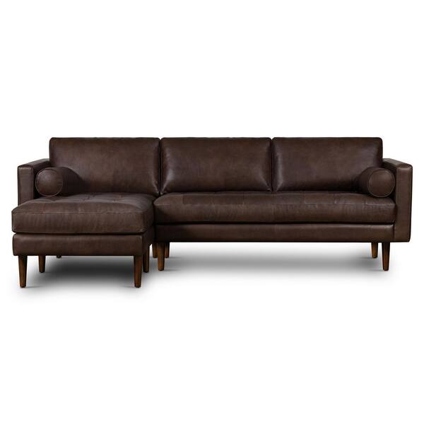 Poly and Bark Napa 67 in. Madagascar Cocoa Leather Left-Facing Sectional Sofa