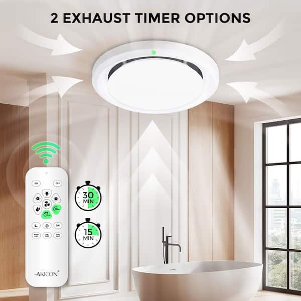 RGB2 White 110 CFM 1.5 Sone Ceiling Bathroom Exhaust Fan with Dimmable and RGB Light, Remote, Humidity Sensor, Round