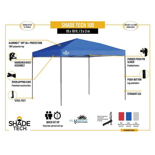 Quik Shade St100 Shade Tech 10 Ft X 10 Ft Grey Straight Leg Canopy 167599ds The Home Depot