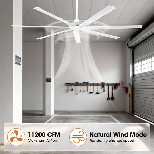 Parrot Uncle 84 in. Indoor Industrial Matte White 7-Blade Downrod