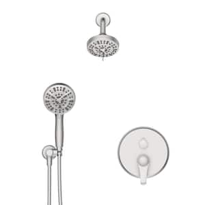 14-Spray Dual Shower Head Wall Mount Fixed and Handheld Shower Head 2.0 GPM in Brushed Nickel