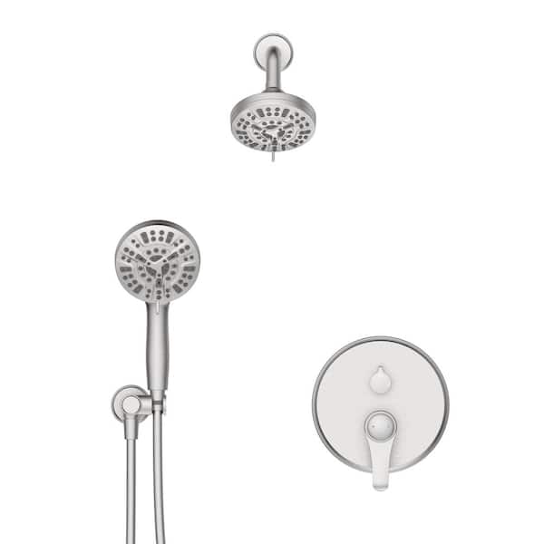 GIVING TREE 14-Spray Dual Shower Head Wall Mount Fixed and Handheld Shower Head 2.0 GPM in Brushed Nickel