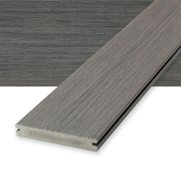 Vista 1 in. x 6 in. x 16 ft. Driftwood Gray Grooved Edge Composite Deck Board