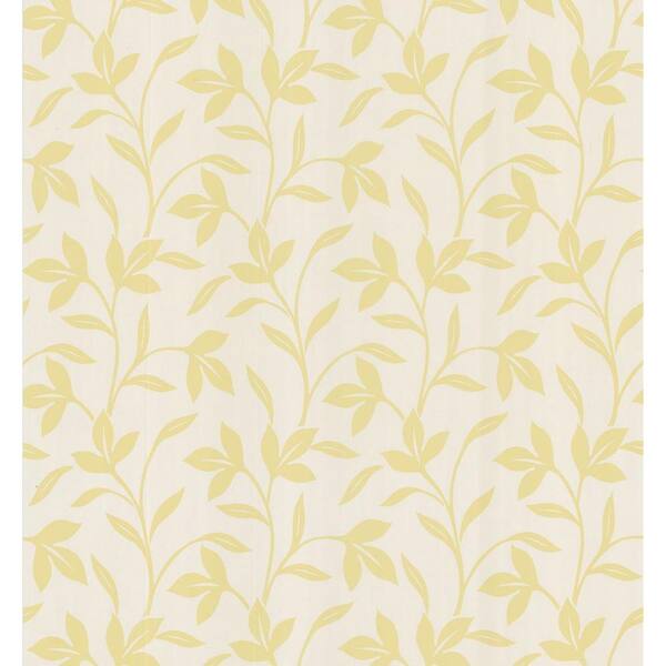 Brewster Leaf Trail Light Yellow Paper Strippable Wallpaper (Covers 56.4 sq. ft.)