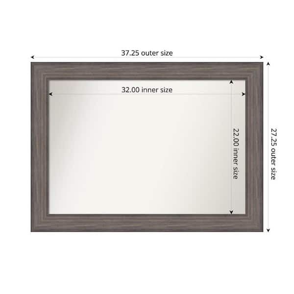 Amanti Art Country Barnwood 37.25 in. x 27.25 in. Custom Non-Beveled Wood Framed Bathroom Vanity Wall Mirror