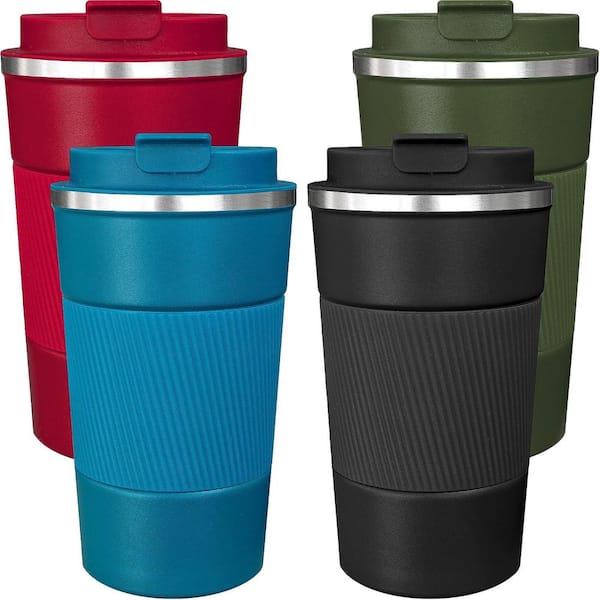 17 oz. Multicolor Stainless Steel Insulated To Go Coffee Mug for Hot Cold Drinks Outdoor and Travel Use (Set of 4)