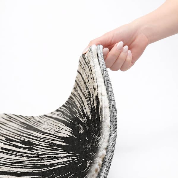 Dream Shag Premium Machine Washable Abstract ADS642 Black 5 ft. x 7 ft. 6 in. Area Rug