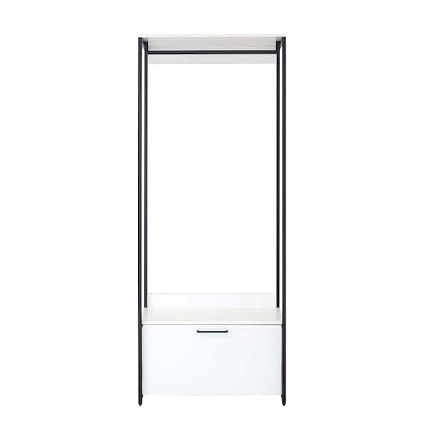 Klair Living Fiona 32 in. W White Freestanding Wood Closet System Tower with 1 Drawer
