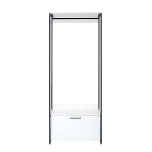 Fiona 32 in. W White Freestanding Wood Closet System Tower with 1 Drawer