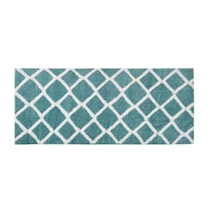 Renu 24 in. x 60 in. Aqua Green Reversible High Pile Tufted Microfiber Rectangle Bath Rug