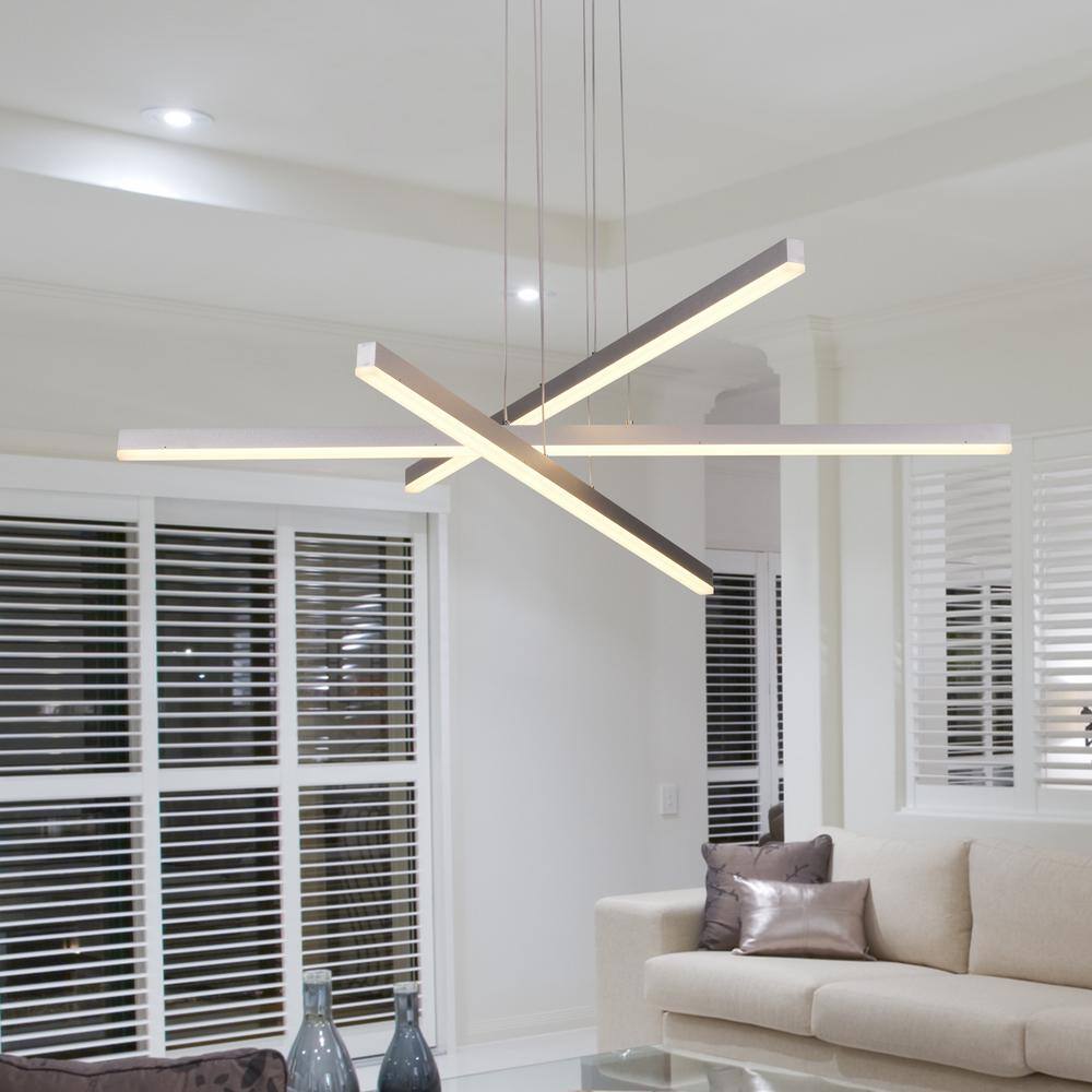 Sirius 40" Silver Aluminum Integrated LED Adjustable Pendant