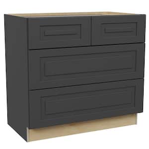 Grayson Deep Onyx Painted Plywood Shaker Assembled Drawer Base Kitchen Cabinet Soft Close 36 in W x 24 in D x 34.5 in H