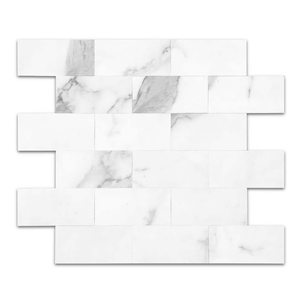 Reviews for Yipscazo Marble Collection Bright White 12 in. x 12 in. PVC ...