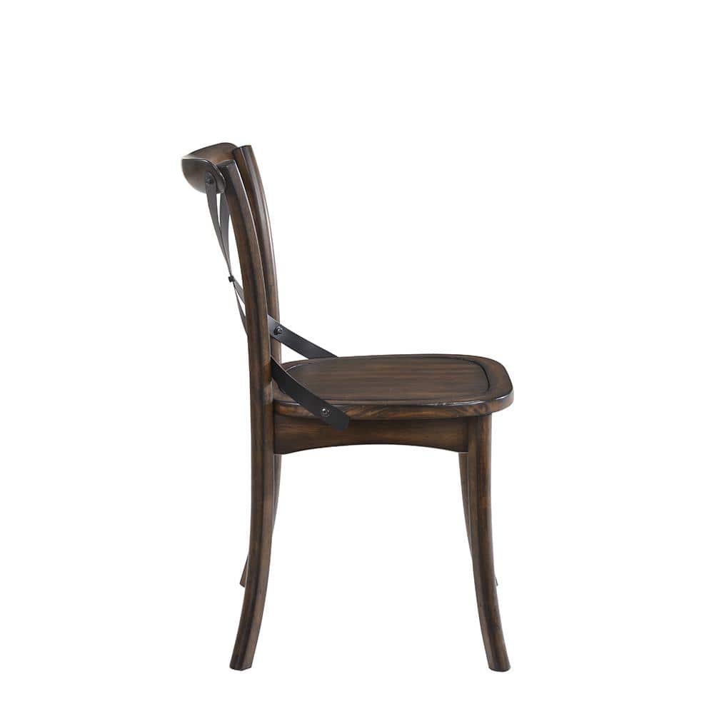 Dark Oak and Black Cross Back Dining Side Chair Set