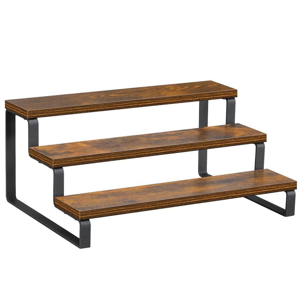 3-Tier Wooden Step Spice Rack with Metal Frame, 13.8 Inch Countertop Organizer for Bottles and Jars price history on PriceWatchPro
