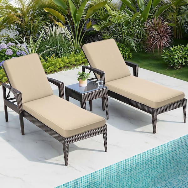 21 in. x 72 in. Outdoor Chaise Lounge Cushion in Brown (2-Pack)