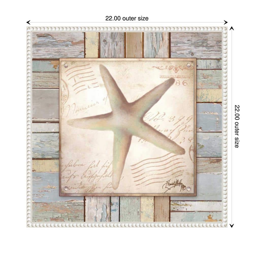 Beach Shell IV Coastal Canvas Art with White Floater Frame