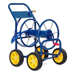 330 ft. Large Capacity Hose Reel Garden Heavy Duty Frame Water Hose Reel Cart with 4-Wheels and Non-slip Grip, Blue