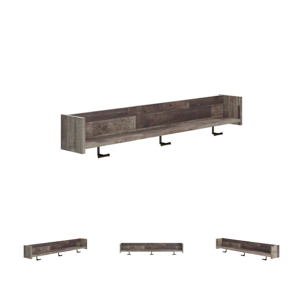 Neilsville Gray Wall-Mounted Coat Rack with Shelf - thumbnail 10