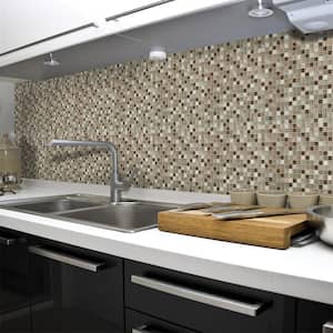Warm Topaz Beige/Cream 11.75 in. x 11.75 in. Glass Mosaic Tile (9.588 sq. ft./Case)