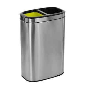10.5 Gal. Stainless Steel Open Top Dual Compartment Trash Can (2-Pack)