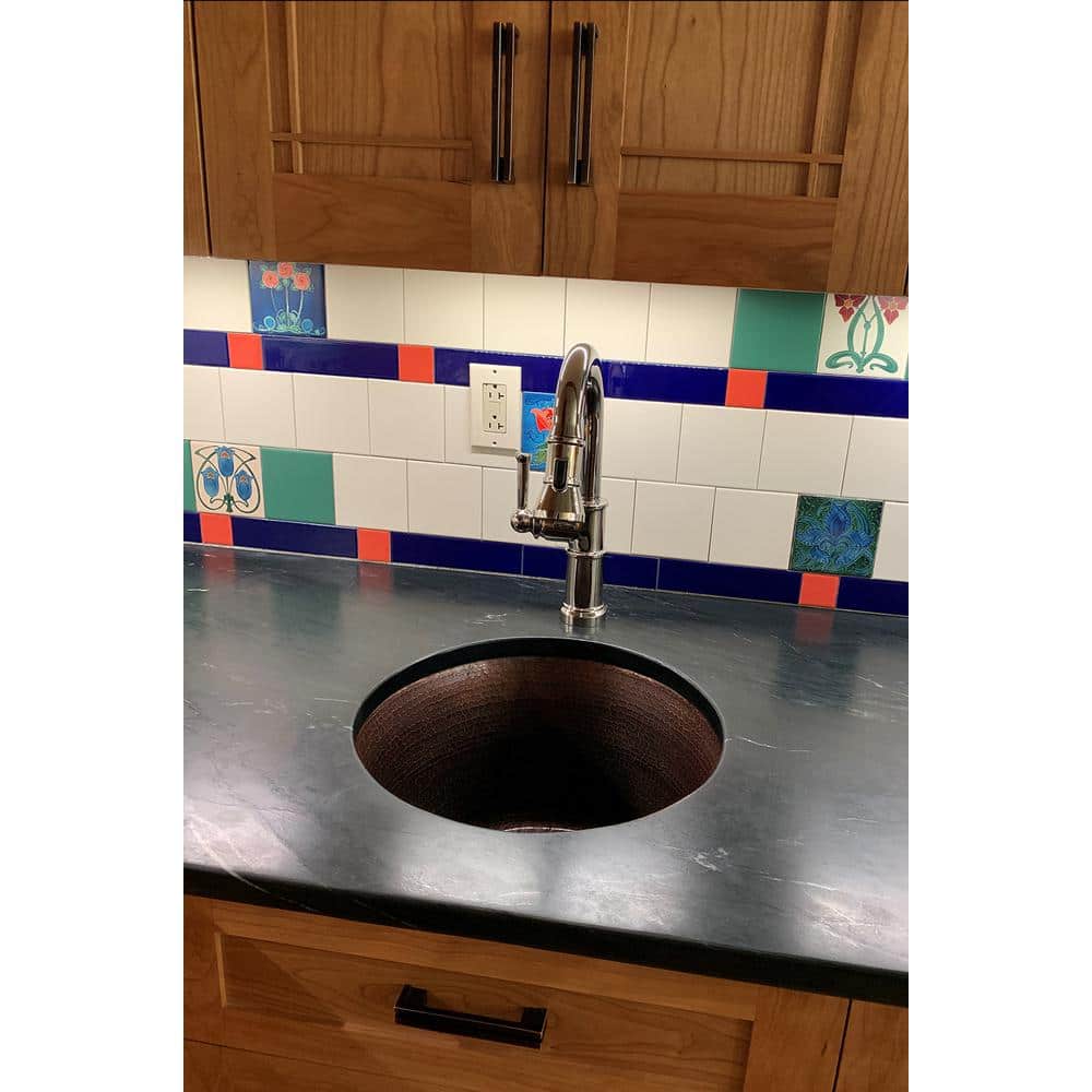 17" Round Hammered Copper Bar/Prep Sink