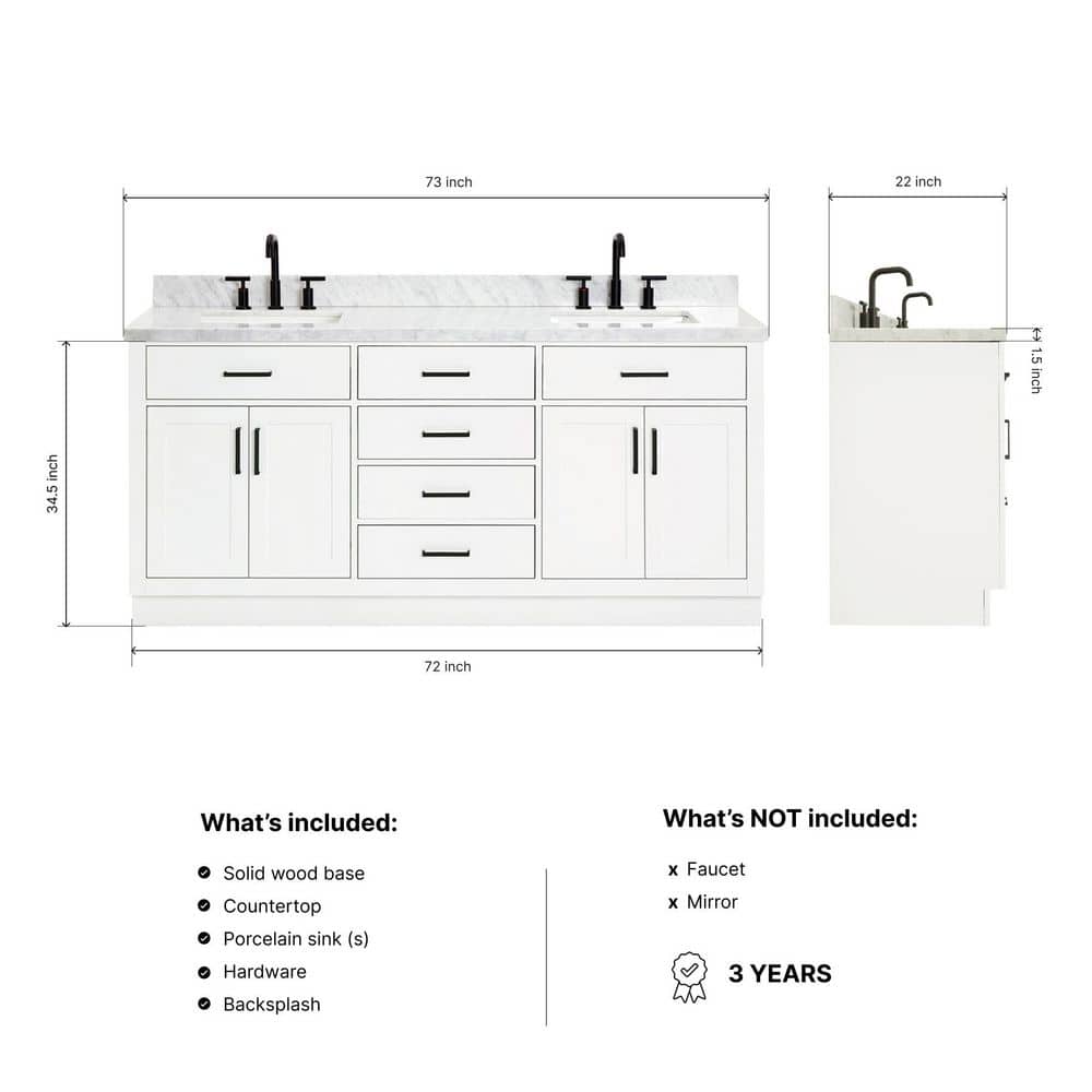 White Double Freestanding Vanity with Marble Top
